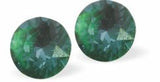 E669 - Austrian Crystal Chaton Studs - Pine Green Ignite in 2 sizes