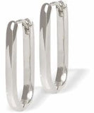 E835 - Silver Coloured Rectangular Hoop Earrings