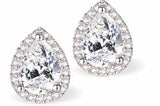 E842 - Peardrop Shaped Crystal Stud Earrings with Crystal Surround