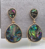 Double Drop Abalone Drop Earrings, 40mm in size