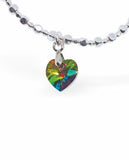 Charm Bracelet with Crystal Heart Charm in Vitrail Medium, Rhodium Plated