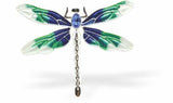 CL92 - Rich Gradation of Whites, Greens and Blues Enamelled Crystal Encrusted Dragonfly Brooch