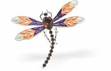 CL93 - Gradation of Purples and Pinks Enamelled Crystal Encrusted Dragonfly Brooch