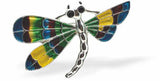 CL94 - Rich Gradation of Rainbow Coloured Enamelled Crystal Encrusted Cute Dragonfly Brooch