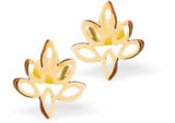 Artisan Maple Leaf Golden Coloured Titanium Steel Stud Earrings