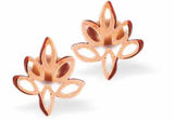 Artisan Maple Leaf Rose Gold Coloured Titanium Steel Stud Earrings