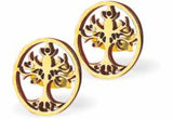 Artisan Tree of Life Golden Coloured Titanium Steel Stud Earrings