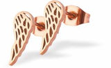 Artisan Angel Wings Rose Gold Coloured Titanium Steel Stud Earrings