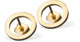 Artisan Circle Golden Coloured Titanium Steel Stud Earrings