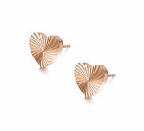 ER47 - Rose Gold Coloured Titanium Steel Heart Stud Earrings