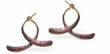 Artisan Wishbone Shaped Drop Earrings in Taro Purple Stoving Varnish with Titanium Steel