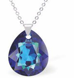 Austrian Crystal Multi Faceted Miniature Special Cut Pearshape Necklace in  Bermuda Blue