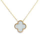 White Four Leaf Clover Pendant Necklace, 18K Gold Plated