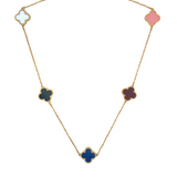 Pendant with Five Multi-Coloured Four Leaf Clovers, 18K Gold Plated