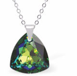 Austrian Crystal Multi Faceted Triangular, Trilliant Cut Necklace in Vitrail Medium