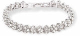 B11 - Sparkly Multi Crystal Heart Bracelet, Clear Crystal, Rhodium Plated