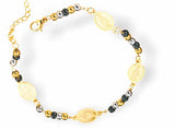 B16 - Golden Beaded Bracelet with Mother Mary Imprinted Oval Discs and extension chain