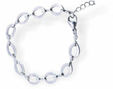 B17 - Large Oval Link Silver Coloured Bracelet with Extension Chain