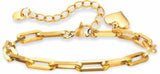 B18 - Elongated Chain Bracelet with Chunky Heart, Golden Coloured with Extension