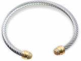 B19 - Pave Twisted Bangle Style Bracelet, Silver Coloured and Adjustable