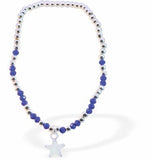 BR60 - Stretch Bracelet With Dark Blue Mix Beads and Star Charm