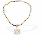 BR70 - Stretch Multi Beaded Bracelet with Smiley Face Charm