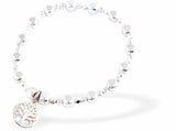 BR75 - Silver Coloured Stretch Multi Beaded Bracelet with Tree of Life Charm