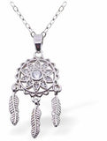 C048 - Silver Coloured Crystal Embellished Dream Catcher Necklace