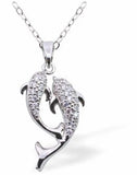 C052 - Silver Coloured Mother and Baby Dolphins Necklace