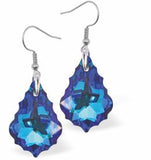 DR85 - Austrian Crystal 16mm Baroque Drop Earrings , Bermuda Blue in Colour