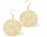 Circular Bohemian Design Drop Earrings in Golden Titanium Steel