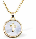 GP73 - Circular Necklace with a Cross in Golden Titanium Steel