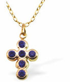 GP74 - Sapphire Cross Necklace  in Golden Titanium Steel