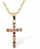 GP75 - Rainbow Colours Cross Necklace  in Golden Titanium Steel