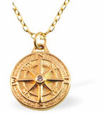 GP76 - Compass Necklace  in Golden Titanium Steel