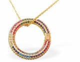 GP79 - Rainbow Ring Necklace  in Golden Titanium Steel