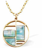 GP93 - Circular Necklace with Jadeite Design  in Golden Titanium Steel