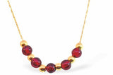 GP95 - Garnet Drop Necklace, Golden Titanium Steel