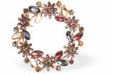 K721 - Rose Gold Colours Ornate Wreath Brooch, Rhodium Plated