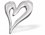 K723 - Hollow Heart Brooch, Rhodium Plated