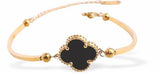 MP92 - Black and Golden Four Leaf Clover Bracelet