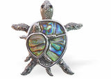 P340 - Paua Shell Embellished Turtles Brooch