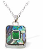 P751 - Paua Shell Rectangle with Stone Necklace, Rhodium Plated