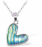 P760 - Paua Shell Love Heart Necklace, Rhodium Plated