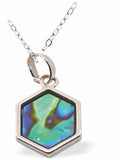 P761 - Paua Shell Octagon Necklace, Rhodium Plated