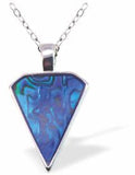 P772 - Paua Shell Triangle Drop Necklace, Rhodium Plated