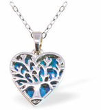 P778 - Paua Shell Tree of Life Wild Heart Necklace, Rhodium Plated