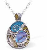 P780 - Paua Shell Petite Aztec Necklace, Rhodium Plated