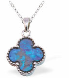 P783 - Paua Shell Clover Necklace, Rhodium Plated