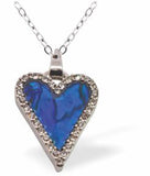 P784 - Paua Shell Embellished Heart Necklace, Rhodium Plated